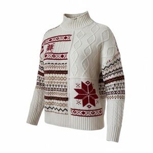 American Eagle Outfitters Cream and Red Knit Sweater